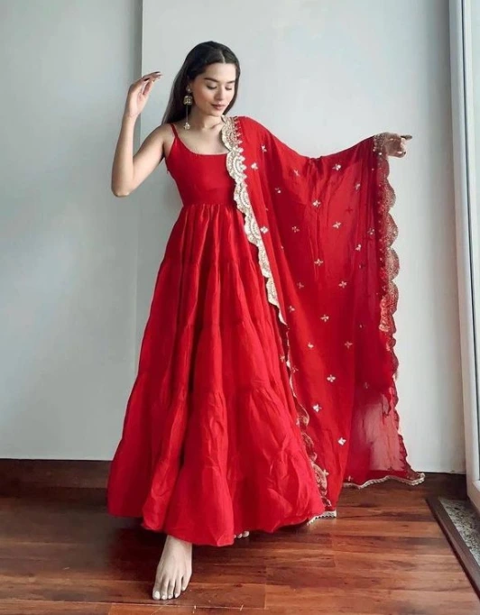 red Anarkali Suit