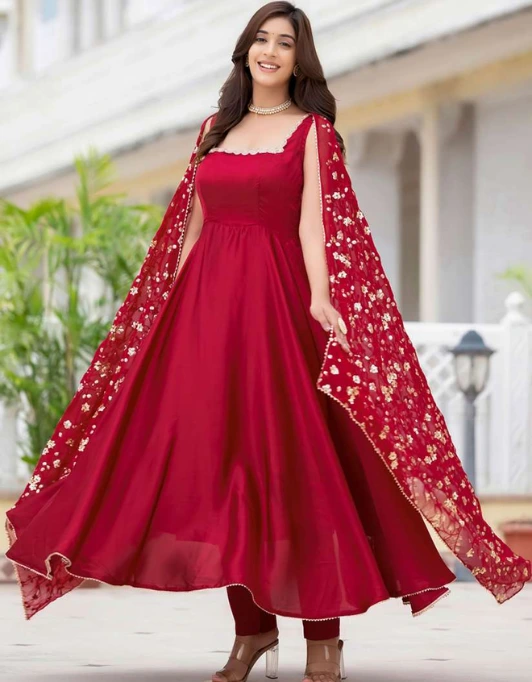 Satin Anarkali Dress