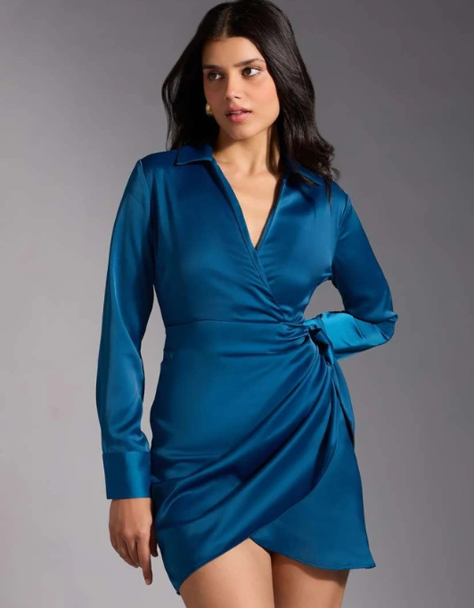 Satin Wrap Dress