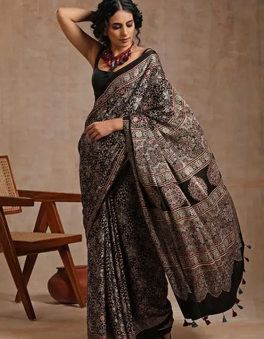 Ajrakh Print Saree