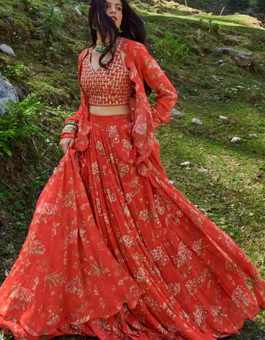 _Floral prints lehengas