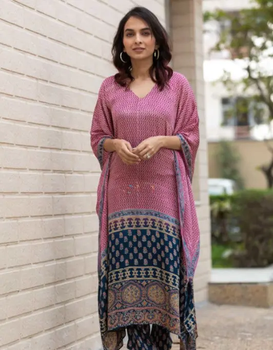 Kaftan Style Kurti Ajrakh Print