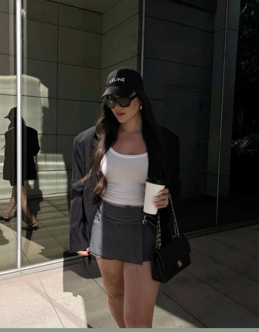 Oversized Blazer with Mini Skirt
