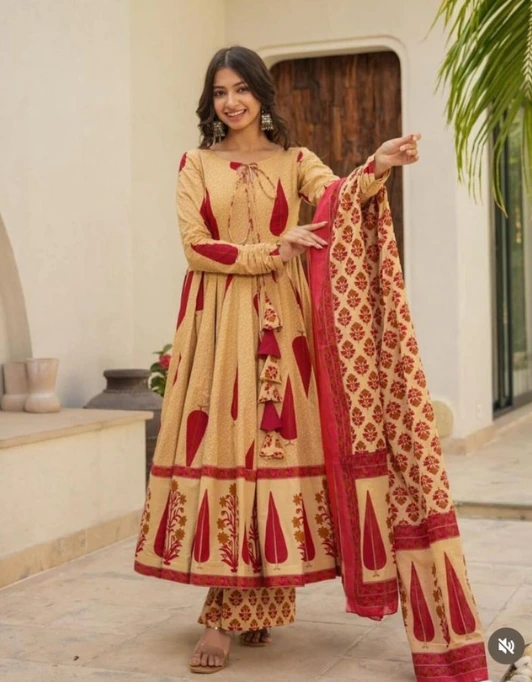 Sanganeri print Anarkali suits