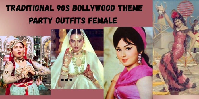 Traditional 90s Bollywood theme party outfits female