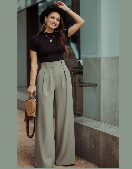Wide leg trousers