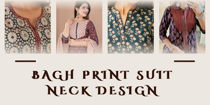 bagh print suit neck design