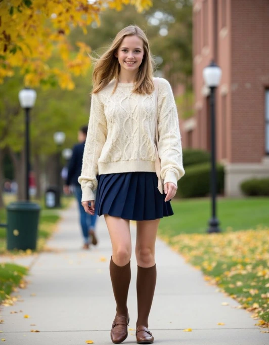 Cable-Knit Sweater with Loafers