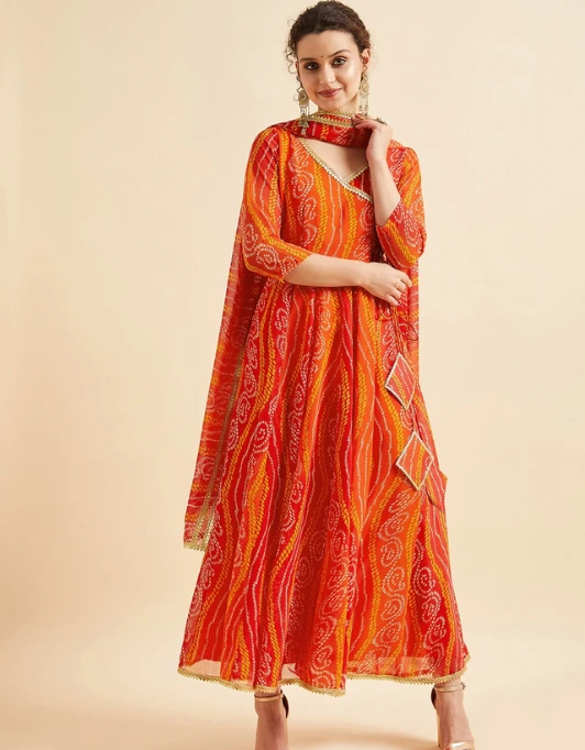 _Ethnic Maxi dress with Dupatta Cape
