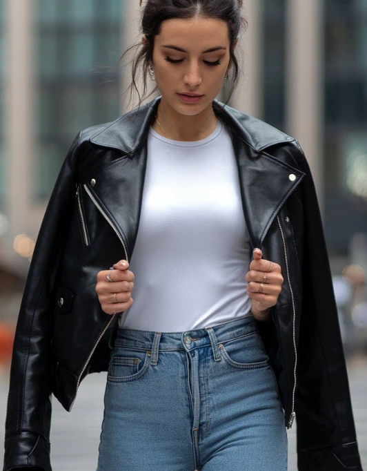 Leather Jacket with Skinny Jeans
