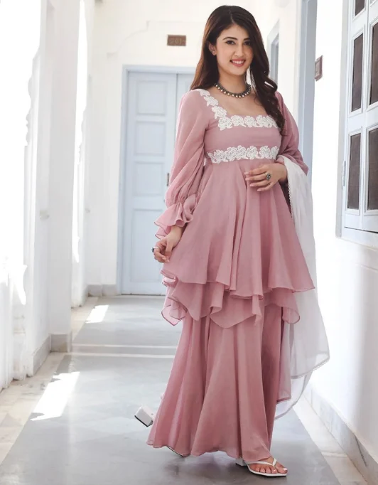 Asymmetrical kurtis with palazzos