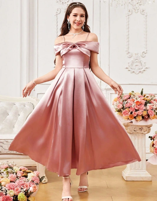 Pastel A-Line Dress with Bow Detail