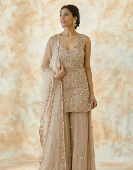 Peplum Tops With Sharara Pants