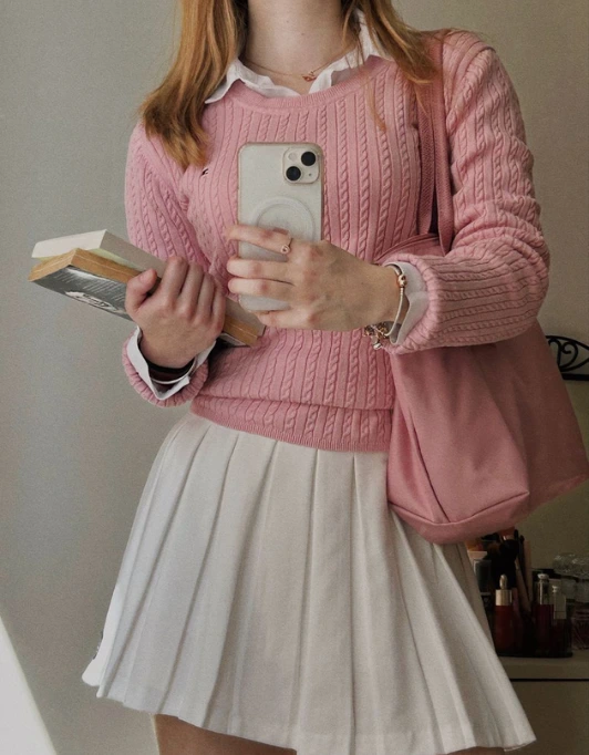 Pink Polo with Skater Skirt